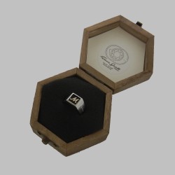 Anello con Iniziale (Lettera Sigla) in Argento - Sigillo quadro (chevalières) per Ragazza e Ragazzo, Uomo Donna