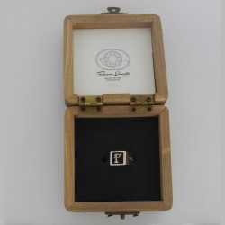Anello con Iniziale (Lettera Sigla) in Argento - Sigillo quadro (chevalières) per Ragazza e Ragazzo, Uomo Donna