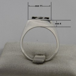 Anello con Iniziale (Lettera Sigla) in Argento - Sigillo quadro (chevalières) per Ragazza e Ragazzo, Uomo Donna