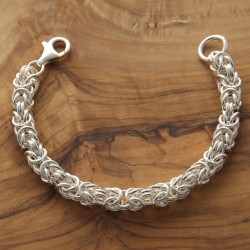 Braccialetto - Bracciale Argento 925‰ a Catena Maglia Bizantina - lavorazione a mano (Handmade) - Made in Italy
