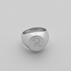 Anello con Iniziale (Lettera Sigla) in Argento - Sigillo Tondo (chevalières) - per Ragazza e Ragazzo - Uomo Donna