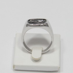 Anello con Iniziale (Lettera Sigla) in Argento - Sigillo quadro (Chevalier) per Ragazza e Ragazzo, Uomo Donna