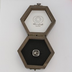 Anello con Iniziale (Lettera Sigla) in Argento - Sigillo quadro (Chevalier) per Ragazza e Ragazzo, Uomo Donna