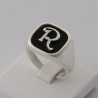 Sigillo quadro con Iniziale (Lettera) - (Chevalier) - Anello in Argento per Ragazza e Ragazzo, Uomo Donna