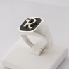Sigillo quadro con Iniziale (Lettera) - (Chevalier) - Anello in Argento per Ragazza e Ragazzo, Uomo Donna