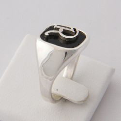 Sigillo quadro con Iniziale (Lettera) - (Chevalier) - Anello in Argento per Ragazza e Ragazzo, Uomo Donna