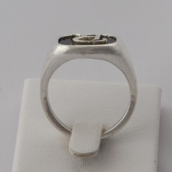 Sigillo quadro con Iniziale (Lettera) - (Chevalier) - Anello in Argento per Ragazza e Ragazzo, Uomo Donna