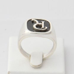 Sigillo quadro con Iniziale (Lettera) - (Chevalier) - Anello in Argento per Ragazza e Ragazzo, Uomo Donna