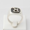 Sigillo quadro con Iniziale (Lettera) - (Chevalier) - Anello in Argento per Ragazza e Ragazzo, Uomo Donna