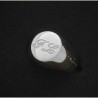 Anello con Iniziale (Lettera Sigla) in Oro bianco - Sigillo Tondo (chevalières) - per Ragazza e Ragazzo - Uomo Donna