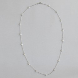 Catena - Catenina maglia Rolò in Oro Bianco 750 /1000 con Diamanti taglio Brillante