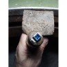 Anello Argento con Zaffiro sintetico carrè, sigillo (Chevalières)