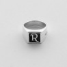 Anello con Iniziale (Lettera Sigla) in Argento - Sigillo quadro (chevalières) per Ragazza e Ragazzo, Uomo Donna