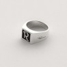 Anello con Iniziale (Lettera Sigla) in Argento - Sigillo quadro (chevalières) per Ragazza e Ragazzo, Uomo Donna