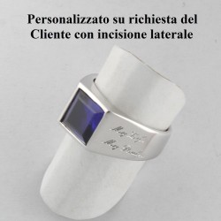 Anello Argento con Zaffiro sintetico carrè, sigillo (Chevalières)
