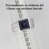 Anello Argento con Zaffiro sintetico carrè, sigillo (Chevalières)