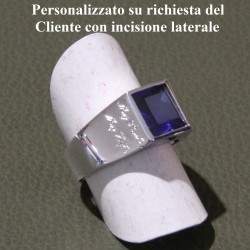 Anello Argento con Zaffiro sintetico carrè, sigillo (Chevalières)