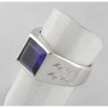 Anello Argento con Zaffiro sintetico carrè, sigillo (Chevalières)