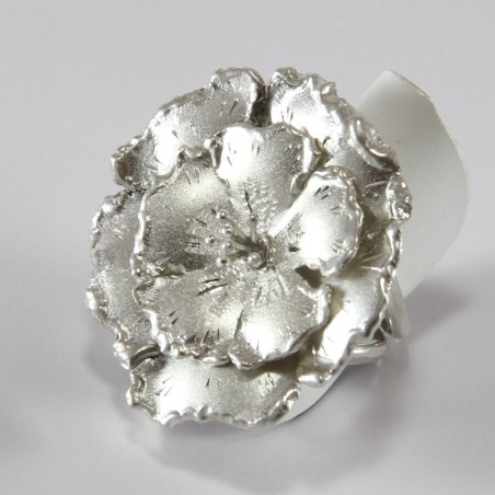 Anello Fiore In Argento Sterling 925 Fatto A Mano – Design Originale Stampato – Bulgaria
