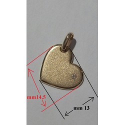 Ciondolo - Pendente in Oro a Cuore con Diamante taglio Brillante