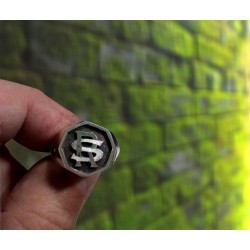 Sigillo ottagonale con Iniziale o monogramma (Lettera) - (chevalières) - Anello in Argento per Ragazza e Ragazzo, Uomo Donna