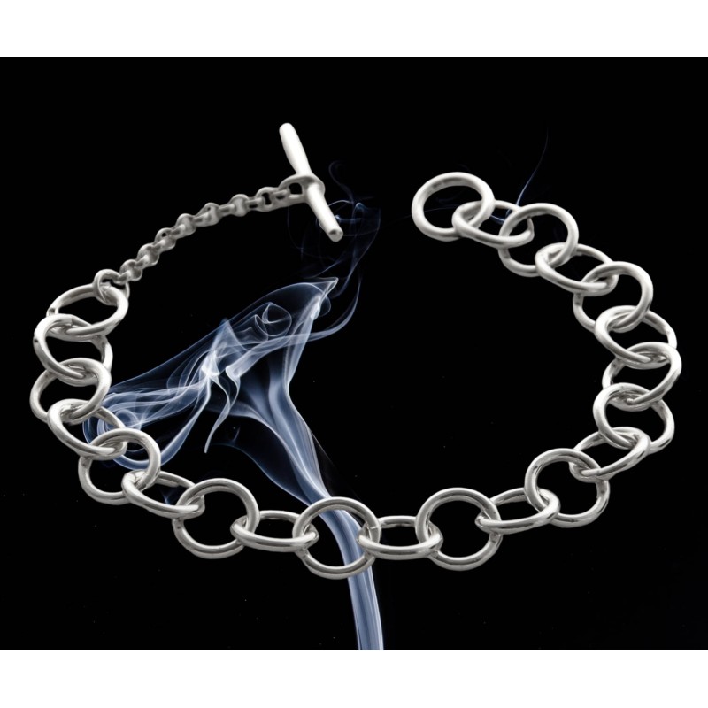 Bracciale Argento 925 Catana Rolo 17 Cm Con Ciondolo Foglia E Simbolo Atlante - Gioiello Donna