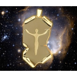 Ciondolo Crocifisso - Cristo stilizzato con piastra modellata effetto pergamena