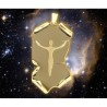 Ciondolo Crocifisso - Cristo stilizzato con piastra modellata effetto pergamena