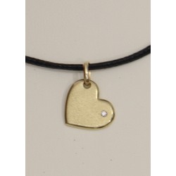 Ciondolo - Pendente in Oro a Cuore con Diamante taglio Brillante