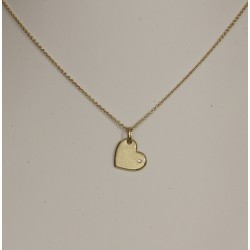 Ciondolo - Pendente in Oro a Cuore con Diamante taglio Brillante