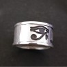 Anello a Fascione in Argento con Simboli Egizi