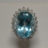 Anello a Cestino in Argento con giro Zirconi e centrale Topazio Azzurro