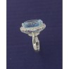 Anello a Cestino in Argento con giro Zirconi e centrale Topazio Azzurro
