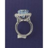 Anello a Cestino in Argento con giro Zirconi e centrale Topazio Azzurro