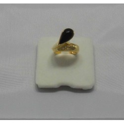 Anello in Oro Giallo 750/1000 con Brillanti e goccia in Ebano