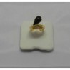 Anello in Oro Giallo 750/1000 con Brillanti e goccia in Ebano