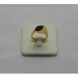 Anello in Oro Giallo 750/1000 con Brillanti e goccia in Ebano