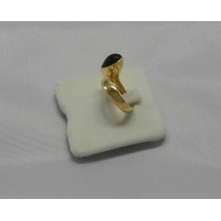 Anello in Oro Giallo 750/1000 con Brillanti e goccia in Ebano