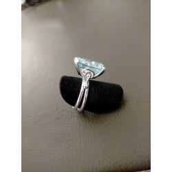Anello Cestino a filo con Topazio Azzurro in argento
