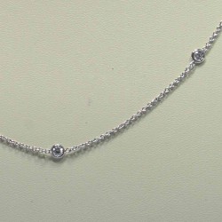 Catena - Catenina maglia Rolò in Oro Bianco 750 /1000 con Diamanti taglio Brillante