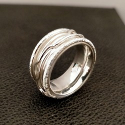 Anello Fascione Imbutito in Argento con fili intrecciati