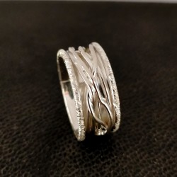 Anello Fascione Imbutito in Argento con fili intrecciati