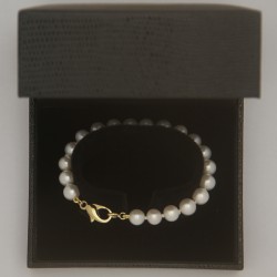 Bracciale - Braccialetto Perle con Chiusura Moschettone in Oro Giallo 750/1000
