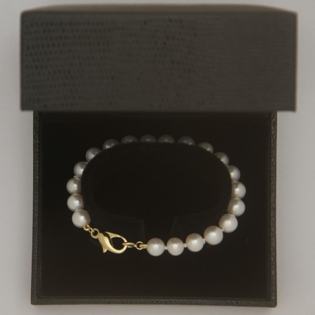 Bracciale - Braccialetto Perle con Chiusura Moschettone in Oro Giallo 750/1000