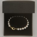 Bracciale - Braccialetto Perle con Chiusura Moschettone in Oro Giallo 750/1000 - Infilatura a Nodi