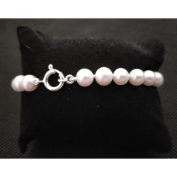Bracciale - Braccialetto Perle con Chiusura Anello a Molla in Argento 925 - Infilatura a Nodi