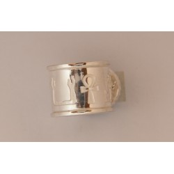 Anello a Fascione in Argento con Simboli Egizi