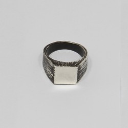 Anello con Iniziale (Lettera Sigla) in Argento - Sigillo quadro (Chevalier) per Ragazza e Ragazzo, Uomo Donna