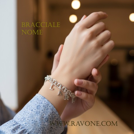Braccialetto in argento sterling 925 a catena, maglia Rolò realizzato a mano, ogni bracciale è un pezzo unico di artigianato