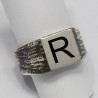 Anello con Iniziale (Lettera Sigla) in Argento - Sigillo quadro (Chevalier) per Ragazza e Ragazzo, Uomo Donna